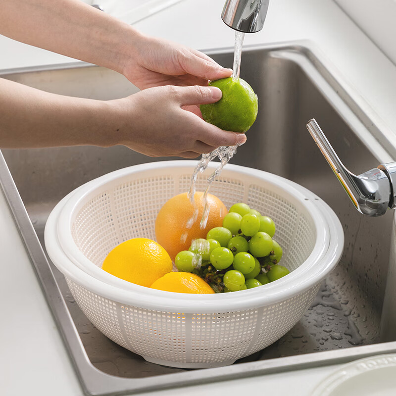 阿司倍鹭(asvel) 日本进口沥水篮洗菜篮子水池沥水菜篮厨房滤水篮水果