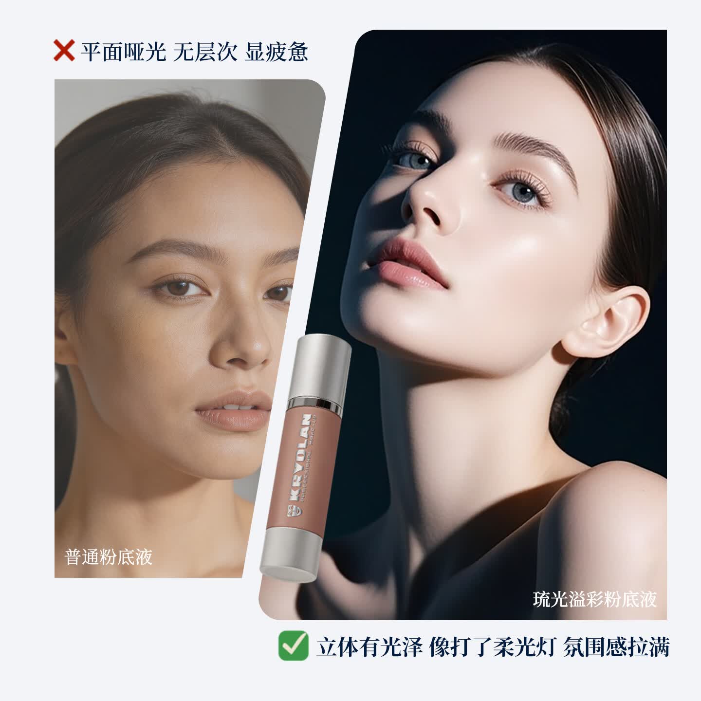 KRYOLAN德国面具魅影轻薄润贴持妆不卡粉琉光溢彩粉底液618热销 #P01 50ml