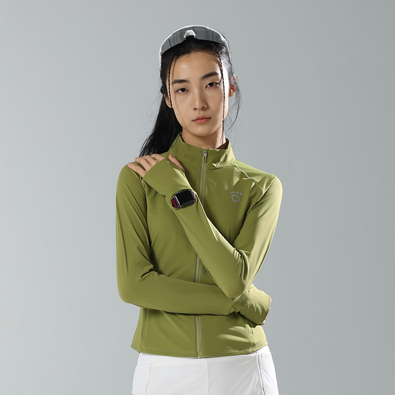 马孔多（macondo）2026春夏新品女子针织拉链衫6代 3A抗菌防晒凉感跑步训练运动外套 深芽绿 XL