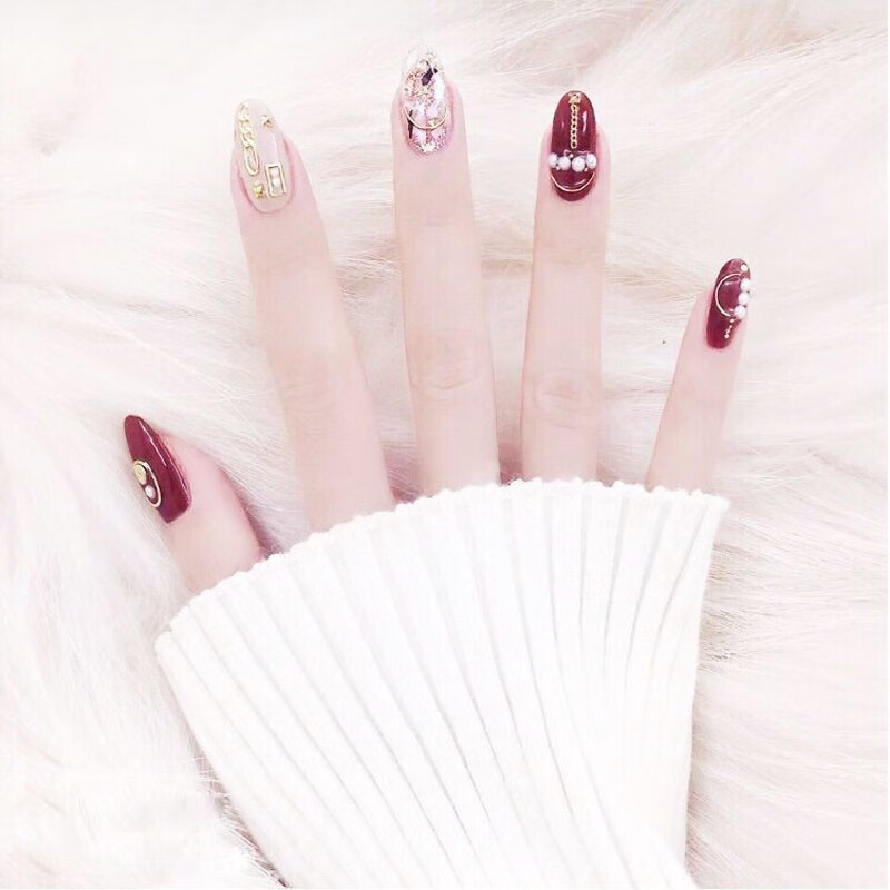 孜甲花来图定制光疗指甲贴可穿戴甲美甲套装送爱人闺蜜新娘甲指甲油