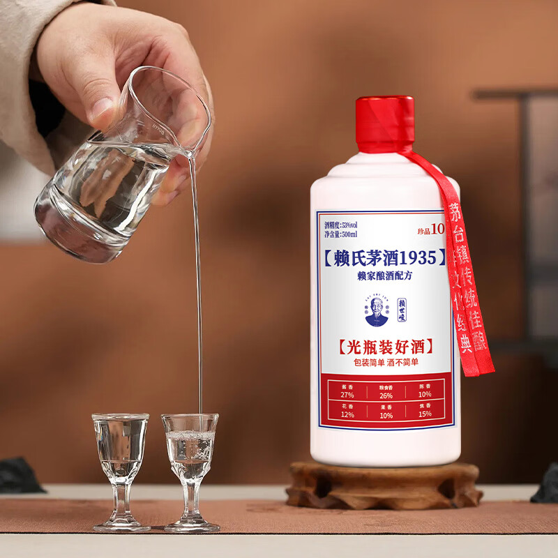 赖世峻贵州茅台镇 酱香型白酒 赖氏茅酒1935 纯粮食酿造 坤沙高粱酒整箱 53度 500mL 6瓶 珍品10酒(礼盒带12个酒杯)