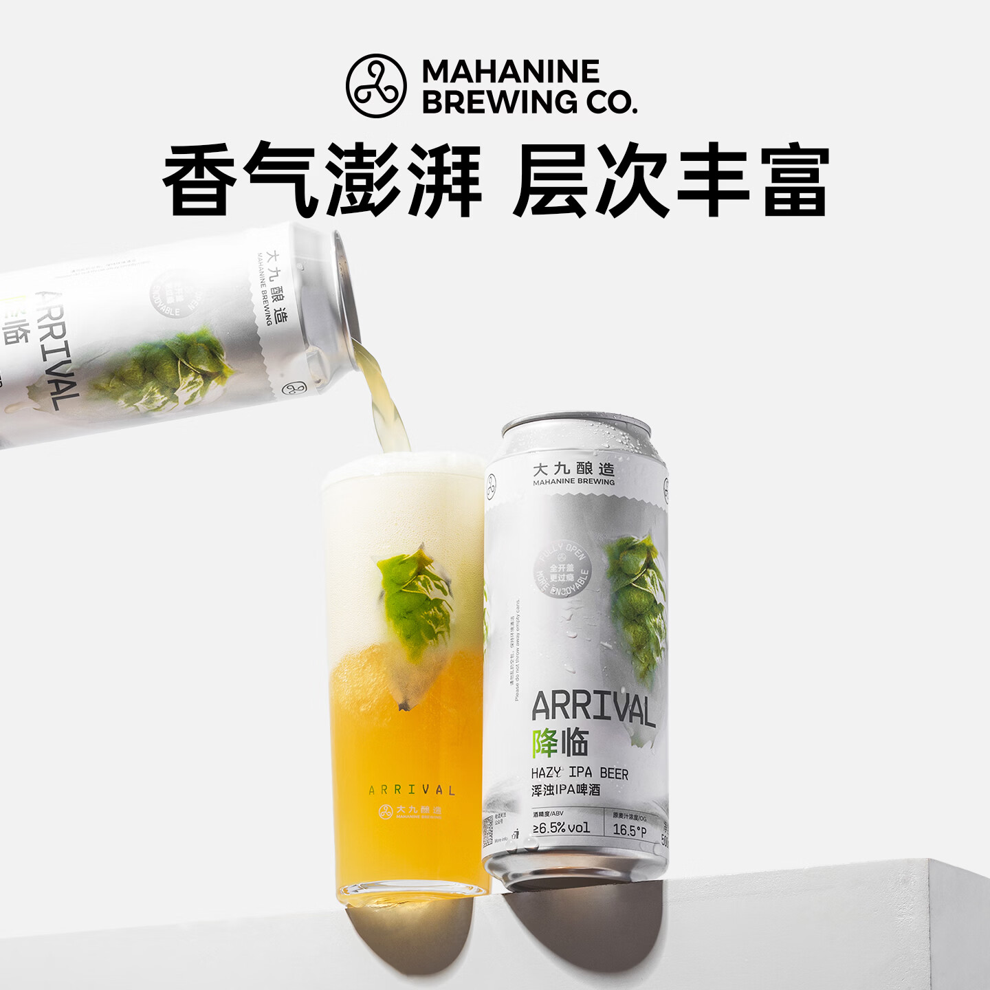 大九酿造旗舰店降临浑浊IPA啤酒国产精酿清爽大罐全开口500ml*2罐 降临 500mL 6罐 组合装
