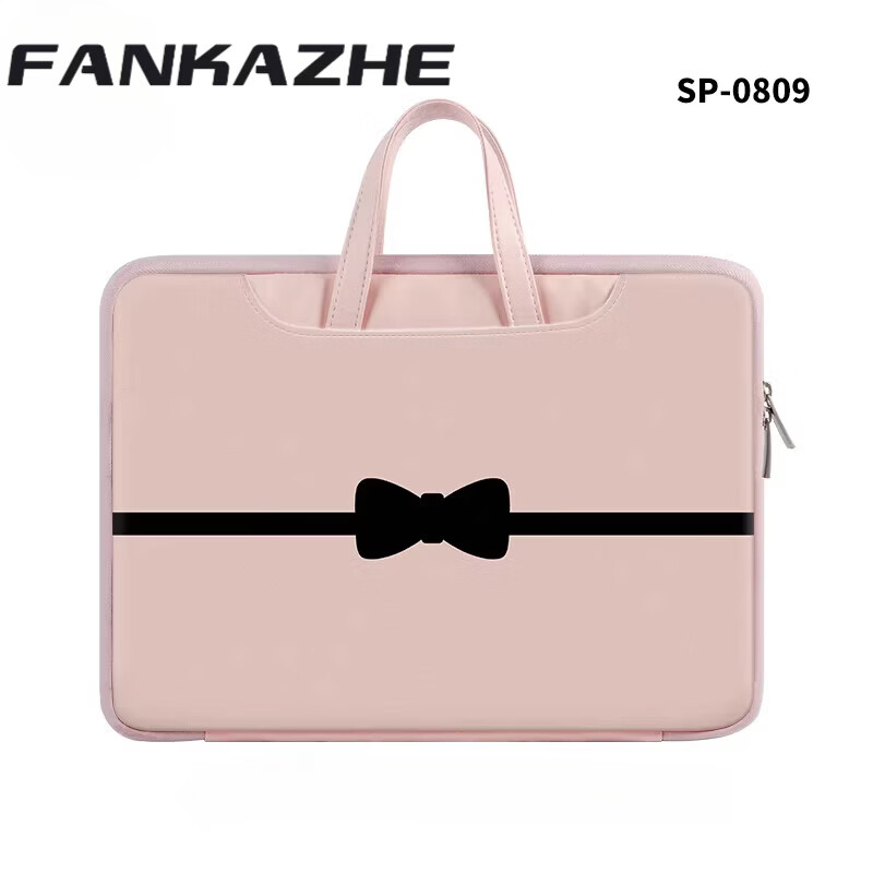 梵卡哲（FANKAZHE）简约插画笔记本电脑包女大容量通勤手提适用华为matebook16 SP-0809单面【大容量丨柔软皮质绒毛防震】 13.3英寸