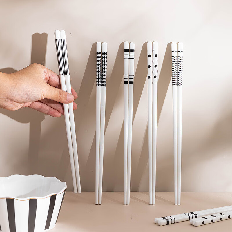 星舵家用简约黑白ins风陶瓷筷子家庭装组合高感送礼2022新款礼盒 拉萨白瓷筷-10双装(不带礼盒)