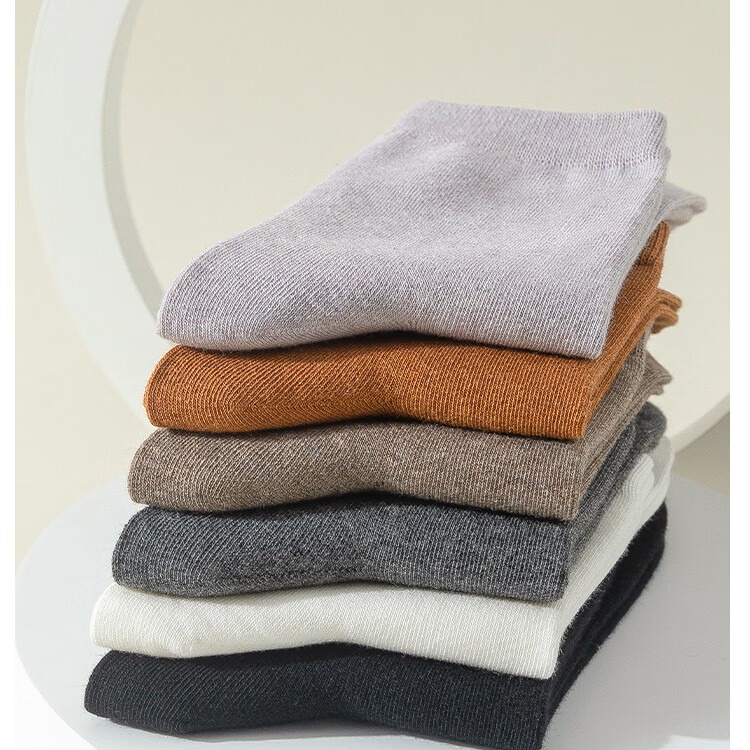 女士抗菌防臭精梳棉袜子中筒袜6双装礼盒装 混色6双装 均码