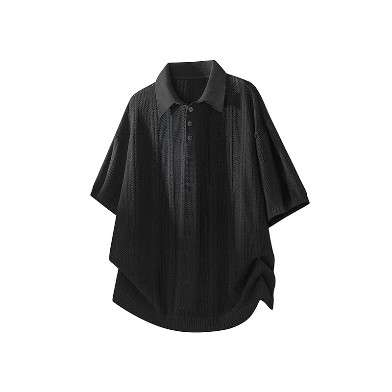 ROYAL PALM POLO SPORTS CLUB夏季新款美式复古条纹polo衫男宽松休闲百搭潮流短袖上衣 灰色 3XL