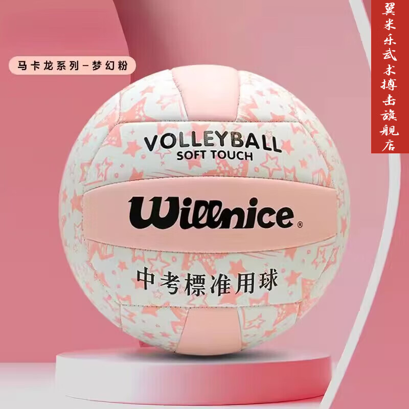 翼米乐中考排球5号学生专用小学初中体育考试训练标准软式硬排手感柔软 5号 梦幻粉加厚耐磨柔软高颜值