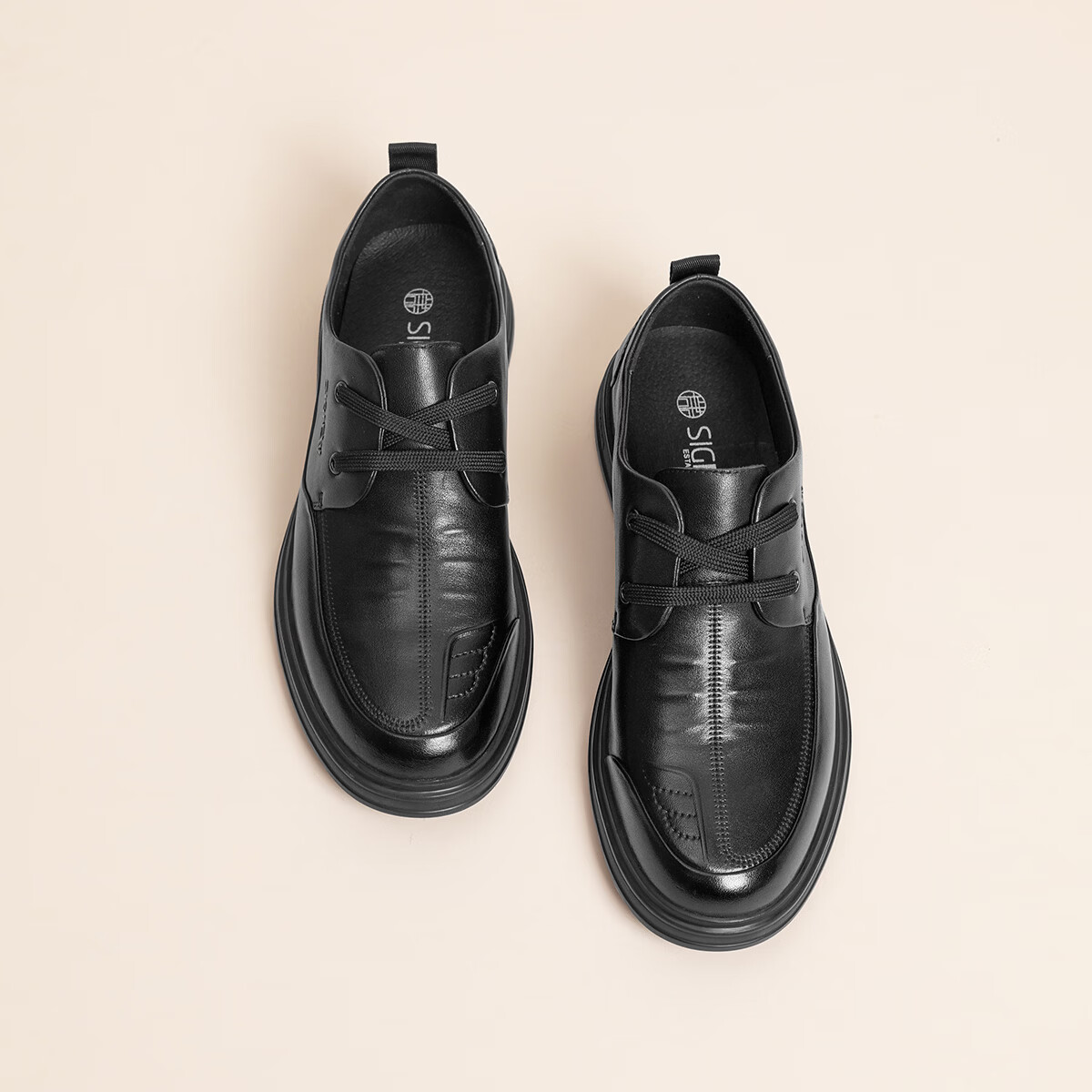 信诺（SiGNEW）信诺真皮舒适男鞋春秋新款英伦风商务休闲皮鞋软底爸爸鞋男士 单层 黑色 47