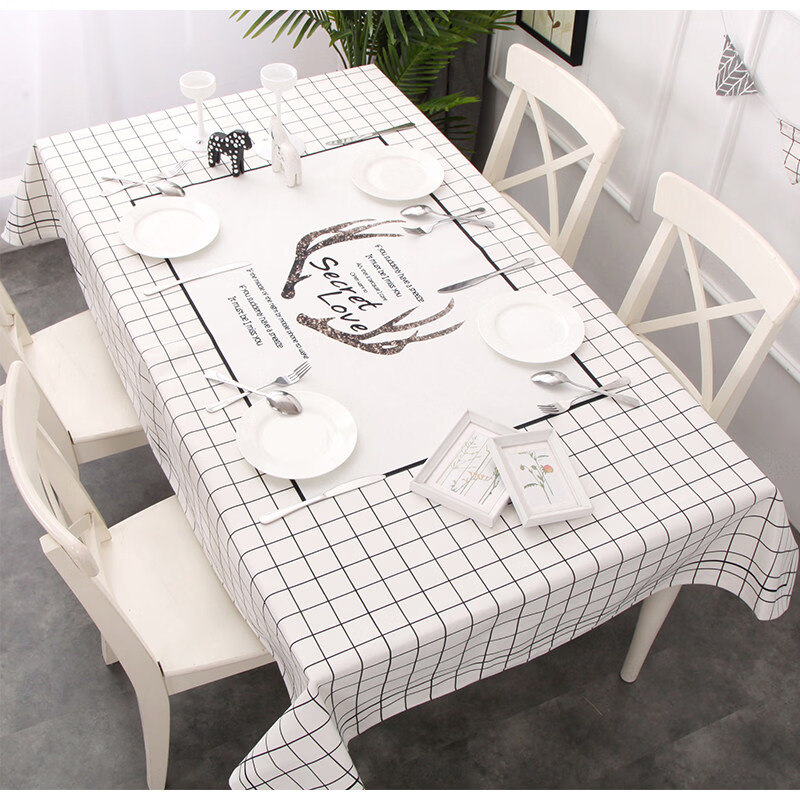 迦图鲮一次性防水防油野餐桌布长方形桌小清新黑白格子徽派餐布加厚塑料 1.0X1.4m 奶油甜品 10张/袋