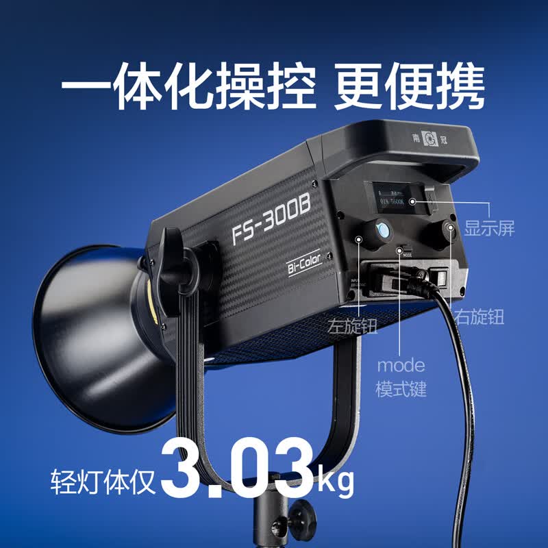 南光（NANLITE）FS-300B双色温直播补光灯 室内影棚平面人像摄影灯 大功率视频led常亮灯 专业高显色拍摄灯 FS-300B+95八角柔光箱(配蛋格)+灯架