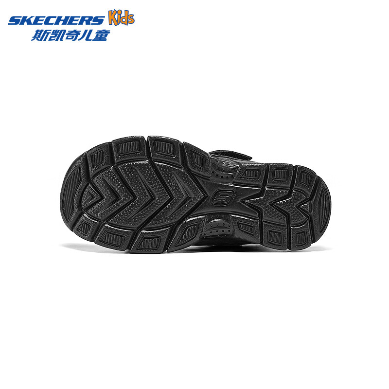 Skechers斯凯奇奥莱儿童夏季男女童包头凉鞋大童沙滩男孩鞋子406520L 男童/黑色/银色/BKSL 35