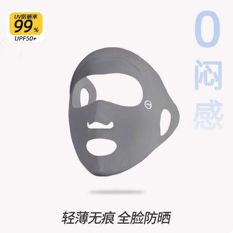 PEANOJEAN全脸防晒面罩女夏季运动高尔夫跑步专用口罩冰丝薄款透气易呼吸新 【星河灰】1个 无规格