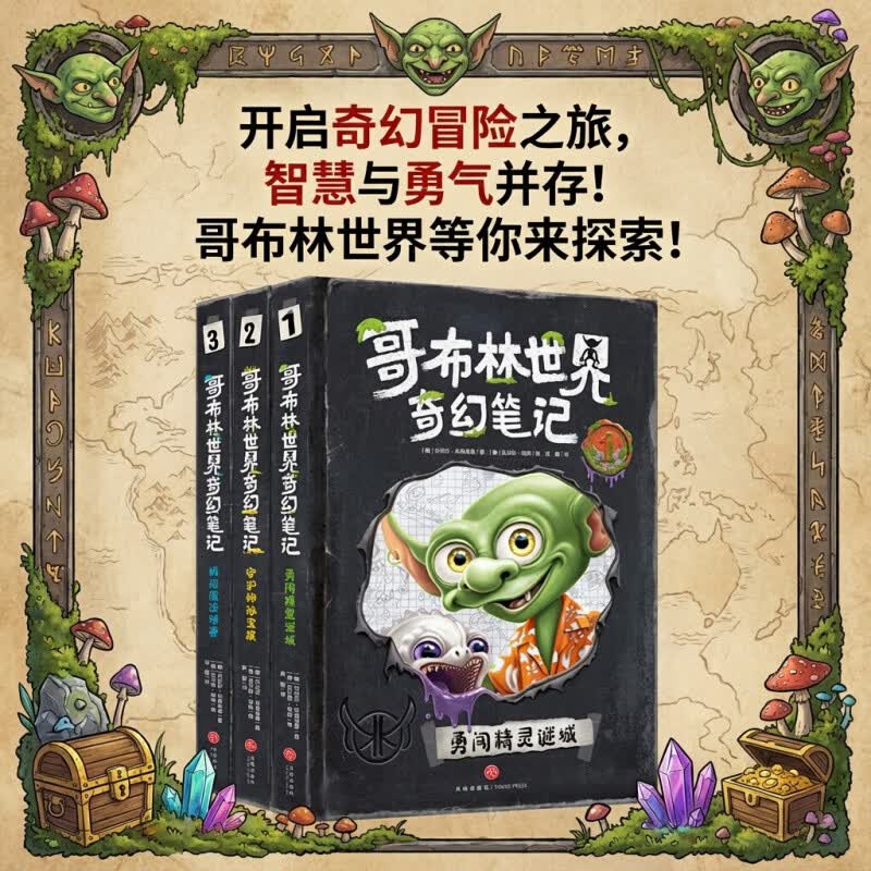 哥布林世界奇幻笔记全3册6-12岁儿童文学益智游戏书魔法与冒险故事书青少年科普百科全书挑战魔法球赛+勇闯精灵迷城+守护神秘宝藏 【全3册】哥布林世界奇幻笔记