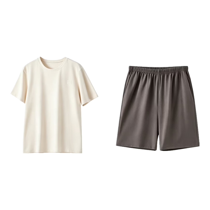 雅鹿夏季睡衣男士纯棉2026款全棉男生高端家居服套装短袖短裤方便老公 NSWJH-浅蓝+藏蓝 【100%纯棉】 XL 【建议120-140斤】