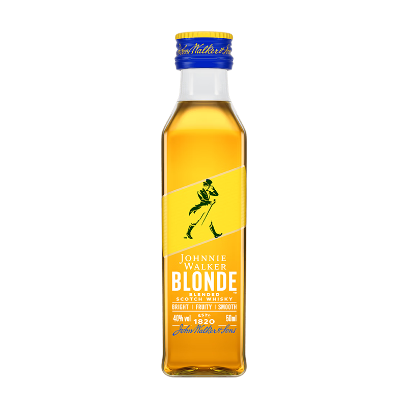 尊尼获加（JOHNNIE WALKER）耀澄Blonde 调和威士忌 便携小酒版 50ml