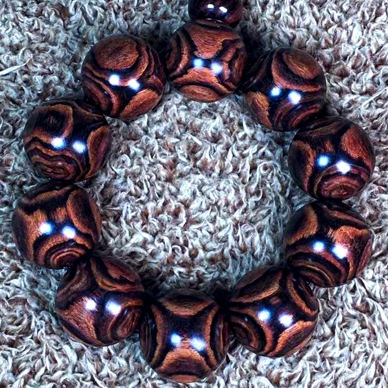 0男佛珠老料葡萄紫油梨收藏级海黄x纹对眼 15mm*15颗(大x纹对眼)