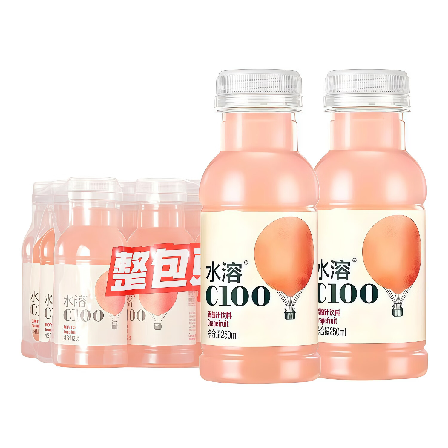 农夫山泉水溶C100饮料250ml*12瓶整件西柚味柠檬味复合果汁果味饮品6瓶 西柚味250ml*12瓶