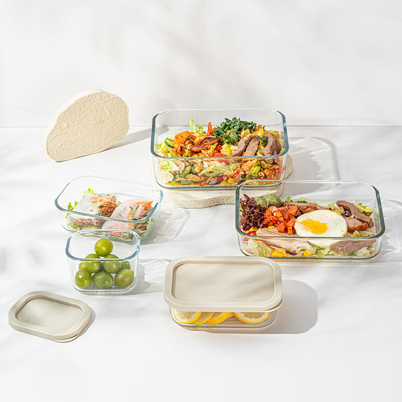 LOVWISH玻璃保鲜盒冰箱专用收纳容器冷冻食品密封盒冷藏蔬菜食物分装盒 乐叠辅食盒【可微波】小号300ml*1