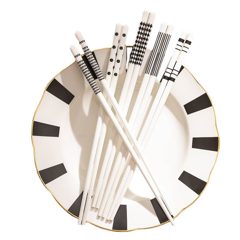 星舵家用简约黑白ins风陶瓷筷子家庭装组合高感送礼2022新款礼盒 拉萨白瓷筷-10双装(不带礼盒)