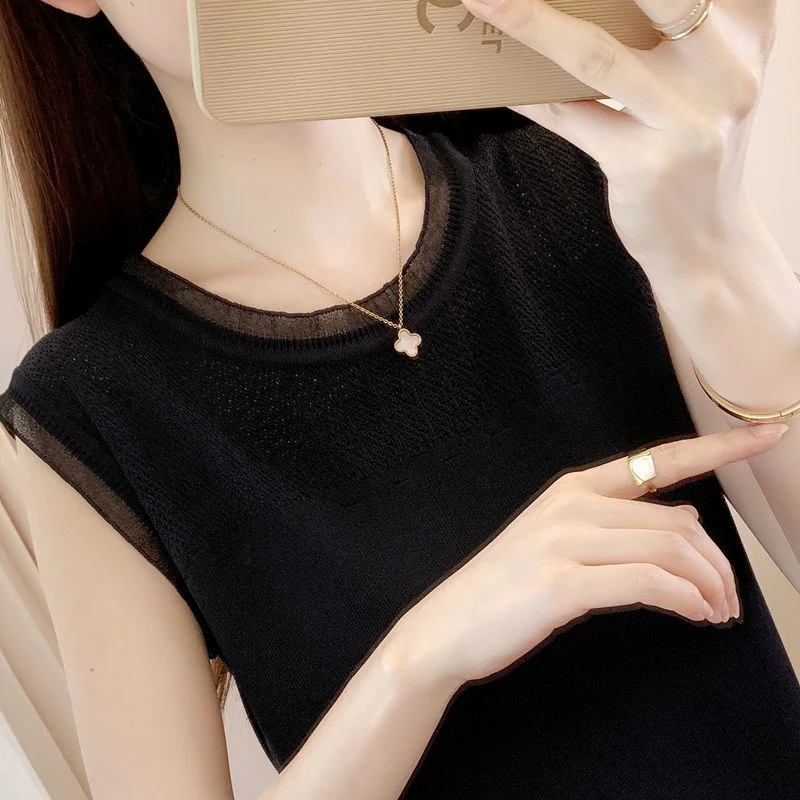 【夏季新款】背心吊带女夏宽松西装内搭冰丝无袖打底女外穿上衣 黑色 3XL (建议125-140斤)