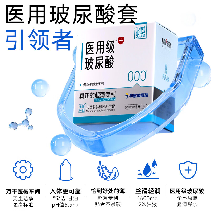 羽感【医用级玻尿酸】000无感避孕套超薄情趣囤货男女用安全套tt 【医用级情趣组合26只】安心刺激