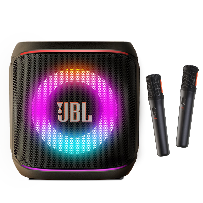 JBL PartyBox Encore2音乐战将欢唱版2蓝牙音响 户外露营家庭KTV麦克风一体机K歌话筒 唱将二代音箱