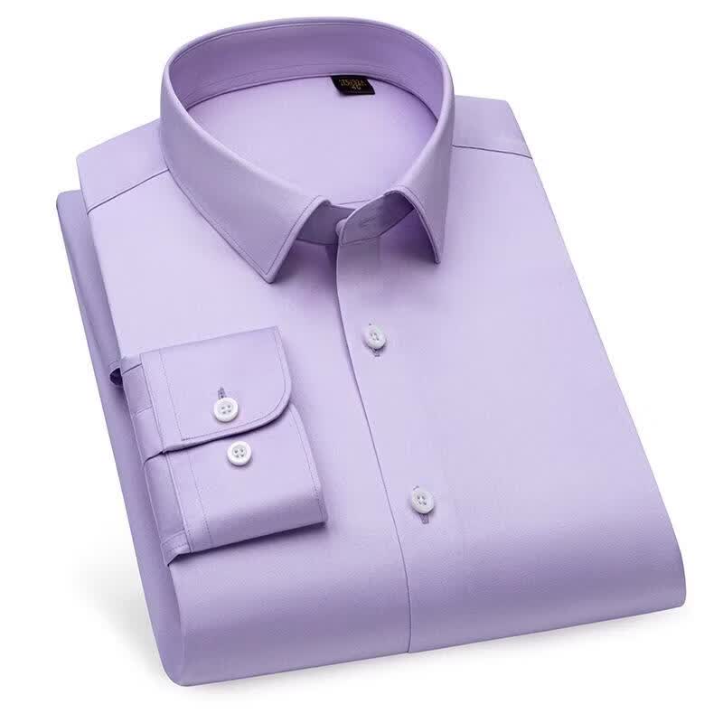 鲁泰奢级200支面料免烫男士衬衫长短袖正装休闲高级紫色纯棉衬衣 复活节紫/短袖 45 （185/112A