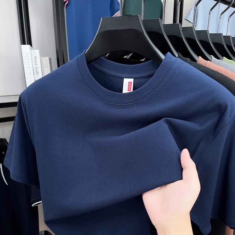 尺度保罗重磅210g100%纯棉圆领短袖T恤男士薄款吸汗透气宽松休闲半袖小白t AA9010深灰 2XL 推荐155-175斤