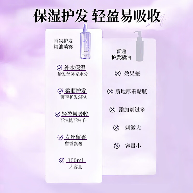 雅屏护发精油喷雾香氛亮泽顺滑修护干枯受损毛躁烫染卷直发持久留香 香氛柔顺护发精油喷雾. 100ml*1瓶