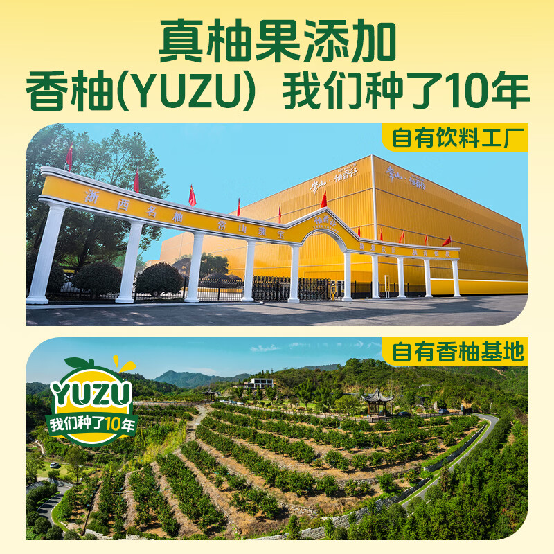 柚香谷宋柚双柚汁复合果汁饮料 胡柚香柚 带皮研磨 富含VC 0脂 罐装 300ml*6罐 罐装