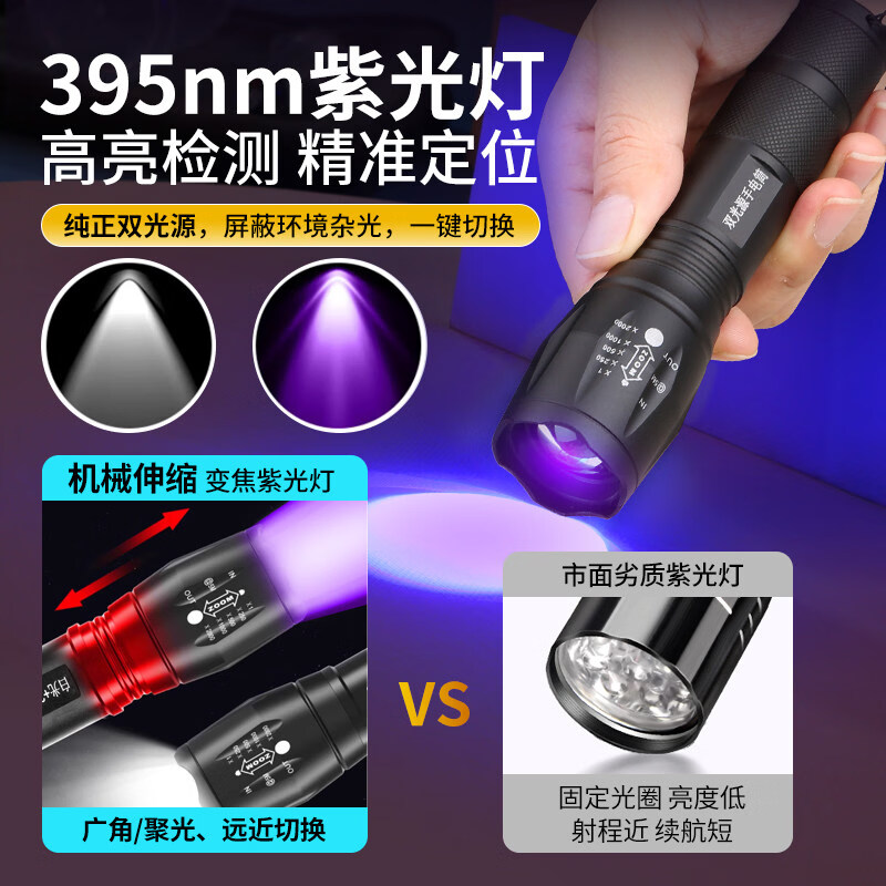 NVE汽车空调荧光剂检漏工具冷气测漏荧光液检测紫光灯分段查漏神器 【高配版9件套】43ml浓缩荧光油/供14辆车/检出率99%