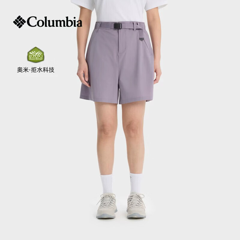 哥伦比亚（Columbia）2026春夏新品户外女子拒水干爽透气舒适旅行运动休闲短裤XR4840 554-紫灰色 XL (170/70A)
