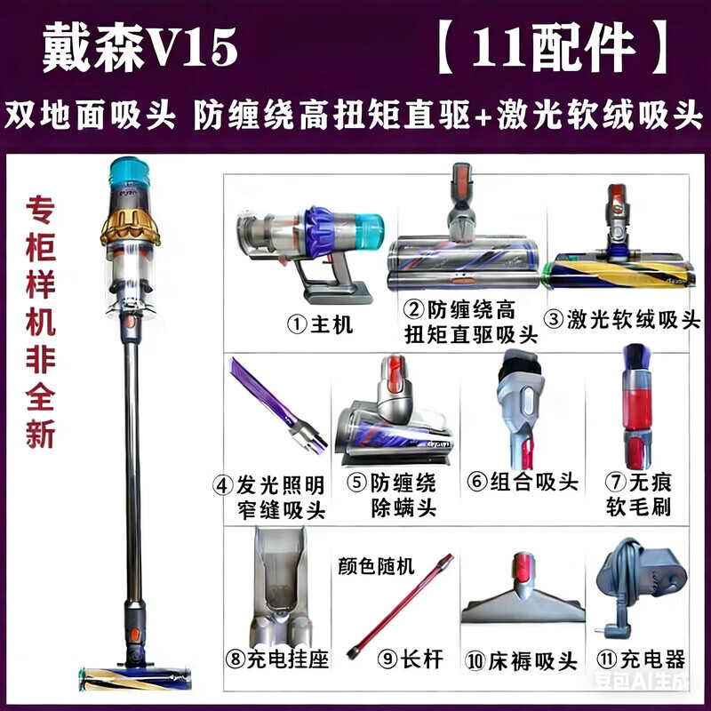 戴森（DYSON）V15Detect Fluffy 5吸头手持无绳大吸力激光清洁除螨吸尘器二手99新 戴森V15Detect Fluffy 5吸头