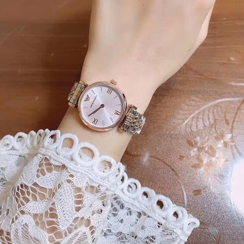 EMPORIO ARMANI 阿玛尼满天星女表520情人节生日礼物送女友镶钻时尚石英腕表 小表盘 AR11223