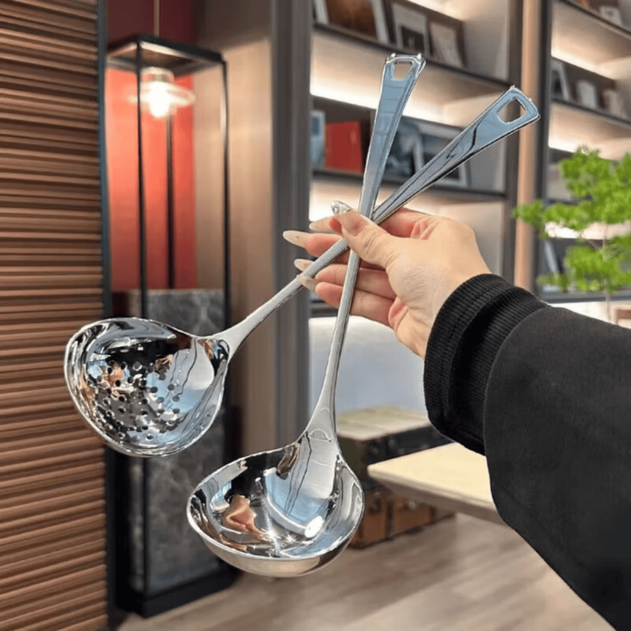 不锈钢汤壳汤漏网红长柄漏勺厨房盛汤粥勺家用小汤勺餐厅火锅 汤勺+漏勺