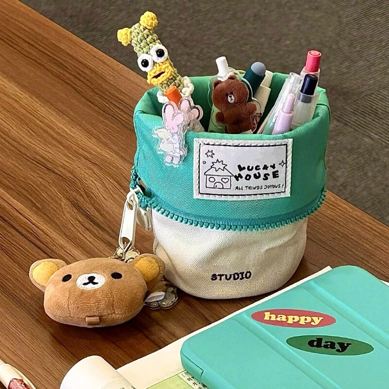 何佳功cupcake竖翻书帆布文具收纳盒大学生高颜值日系简约笔筒 全套3个每款各1个