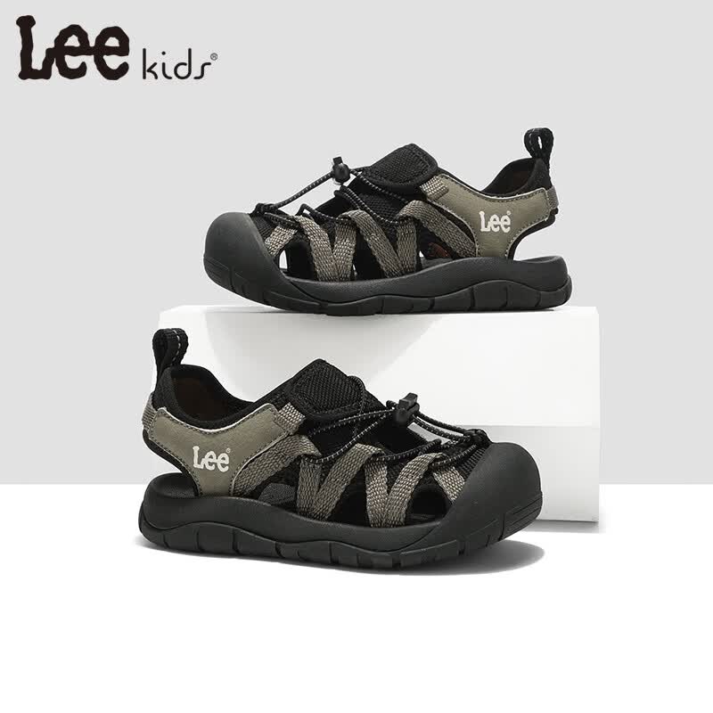 Lee童鞋夏季新款儿童包头凉鞋女童镂空沙滩鞋男大童 X0181 黑色 36 【建议脚长225mm】