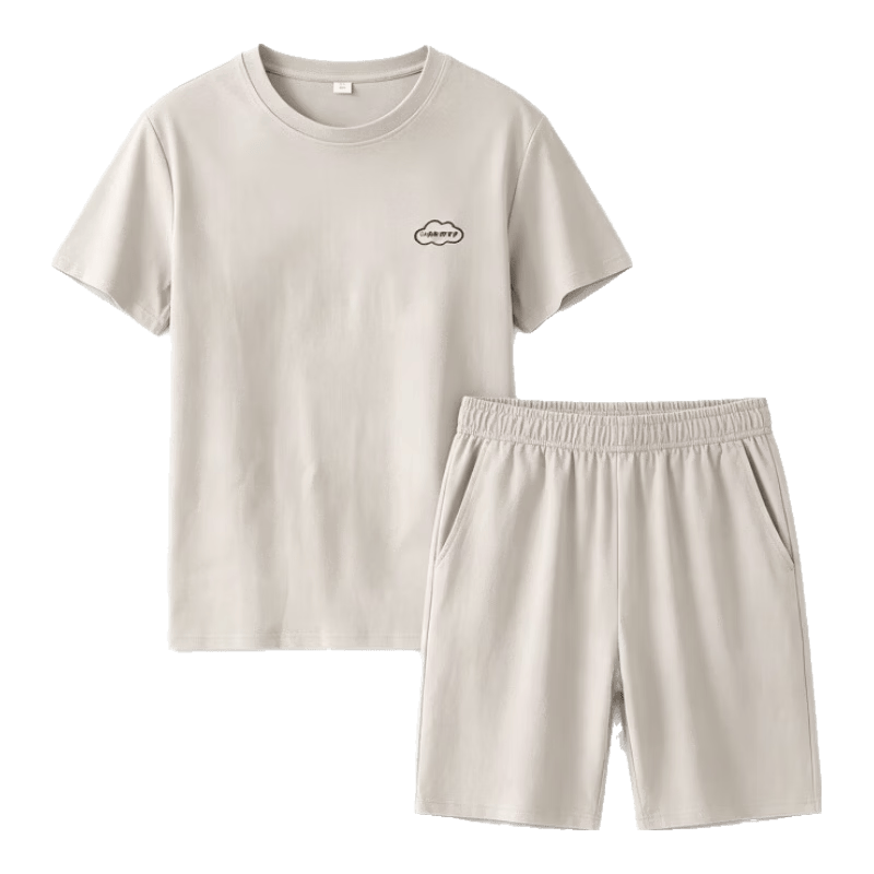 雅鹿睡衣男士2026新款100%纯棉休闲薄款短袖短裤夏季家居服套装 NSWR-0225浅灰色 【100%纯棉】 L 【推荐体重105-135斤】