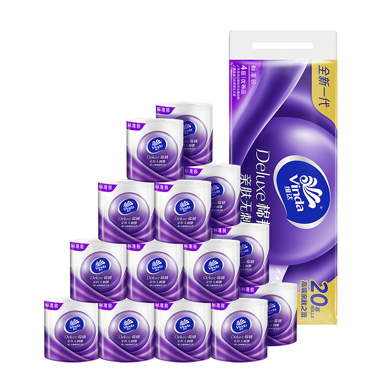 维达卷纸 棉韧有芯卷纸卷筒纸卫生纸厕纸纸巾 立体压花亲肤柔软 4层 130g*60卷 【3提装】