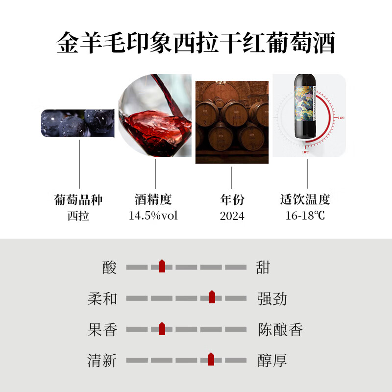金羊毛【国际金奖】澳洲原瓶进口干红红酒葡萄酒西拉送礼酒 750ml*6瓶【国际金奖】 金羊毛【国际金奖】澳洲原瓶进口干红红酒葡萄酒西拉送礼酒 750ml*6瓶【国际金奖】