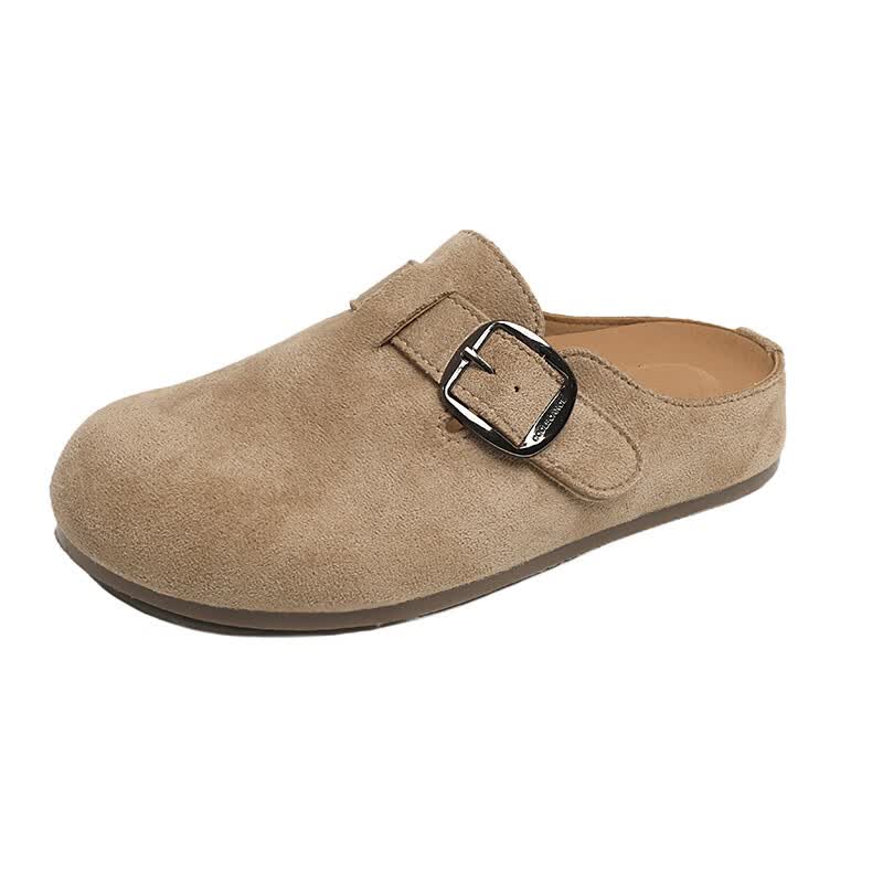 居安康厚底内增高半拖勃肯鞋女春夏一脚蹬软底外穿拖鞋2026百搭休闲单鞋 卡其色 36