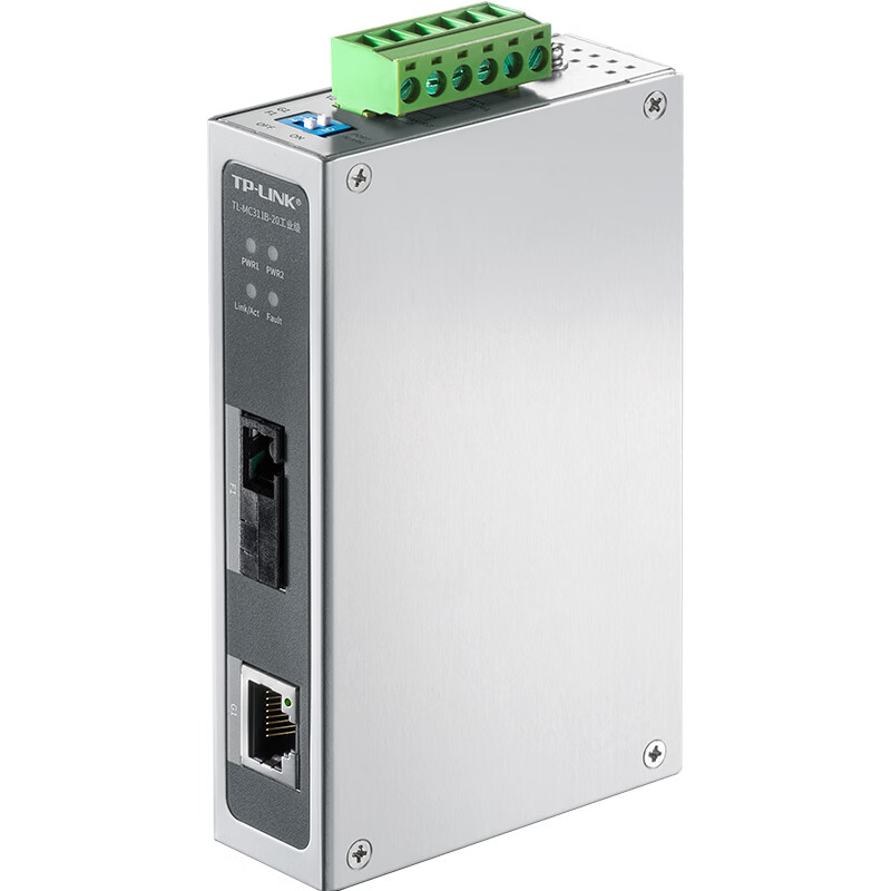 普联（TP-LINK）工业级单模单纤光纤收发器SC接口光电转换器20公里IP30防护DIN导轨壁挂TL-MC311B-20工业级 一只装