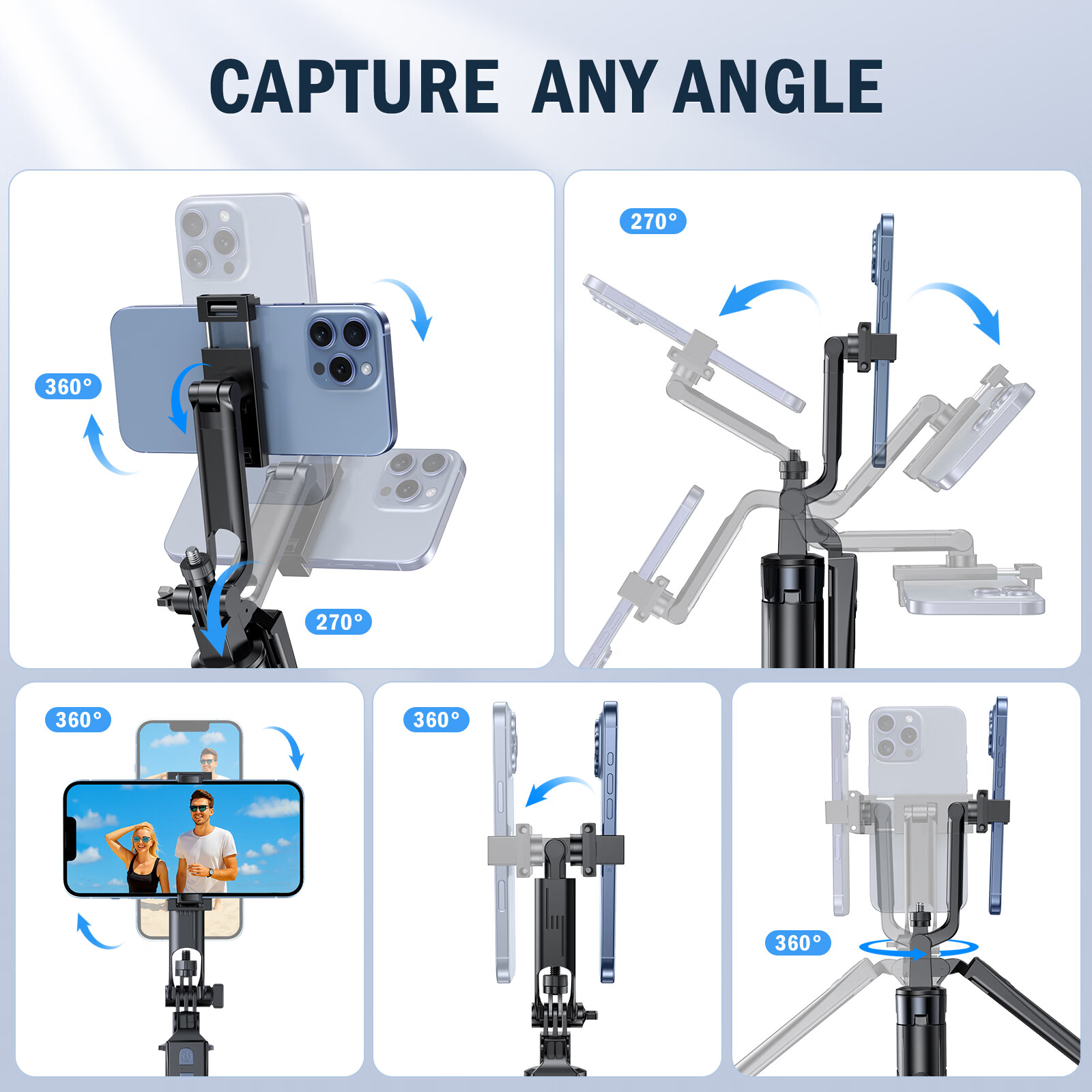 ALPQ手机支架防抖三脚架稳定器智能跟拍自拍杆自动360度旋转防抖跟拍摄落地便携式旅游直播神器演唱会 【带遥控】R29自拍杆标配 苹果华为三星安卓手机通用丨可上飞机丨带遥控