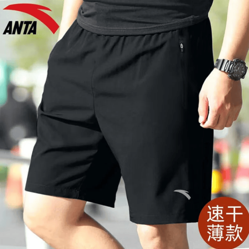 安踏运动短裤男2026夏季新款冰丝速干五分裤透气轻薄男士跑步运动裤子 黑色 【口袋拉链-日常通勤推荐】 XL /180