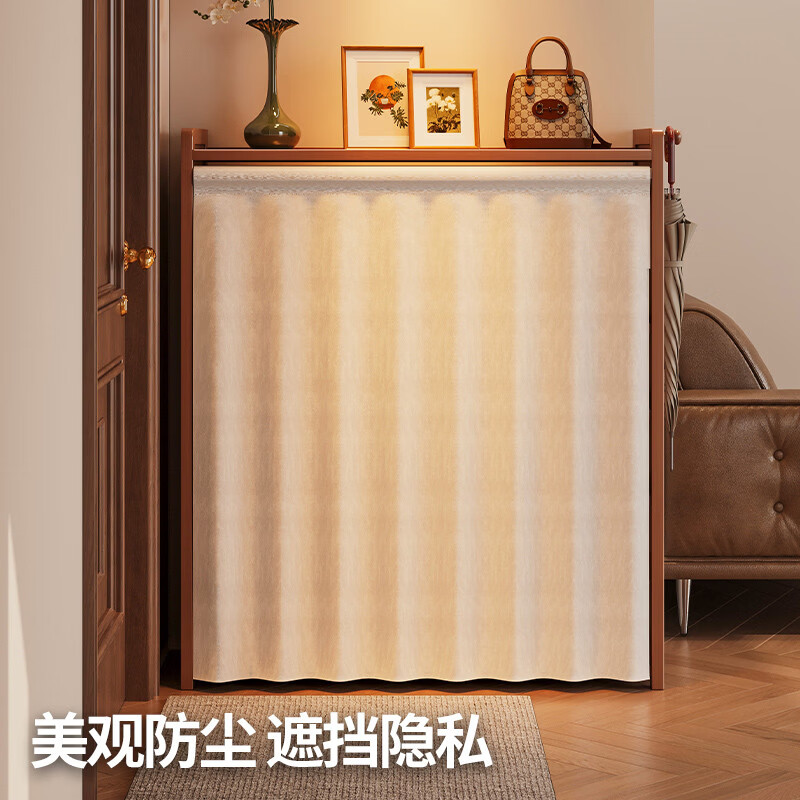 溥畔鞋架门口入户门多层室内小新款好看简易带帘防尘一体收纳鞋柜 8层90cm+送月白防尘帘一拉遮丑