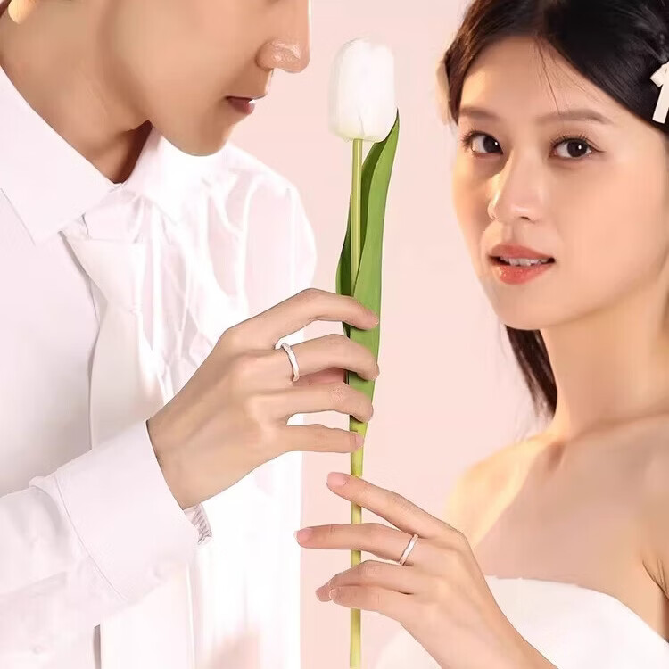 JIUZUANCAI999足银流沙情侣戒指指环轻奢情人节生日520送男女友礼物纯银饰品 【流沙戒指】男女一对(官方礼盒+国检证书)