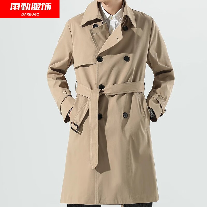 fmseruios冬装时尚感军事风战壕风衣 男中长款潮流秋装男士休闲干练