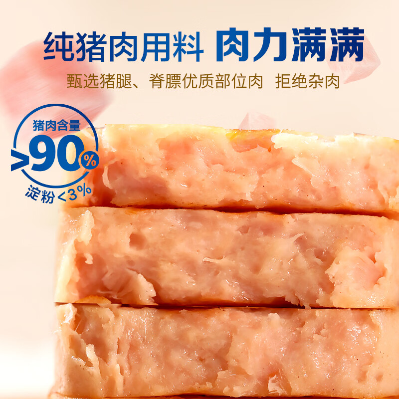 王家渡低温午餐肉儿童早餐火腿片罐头火锅食材 198g5盒（原味）