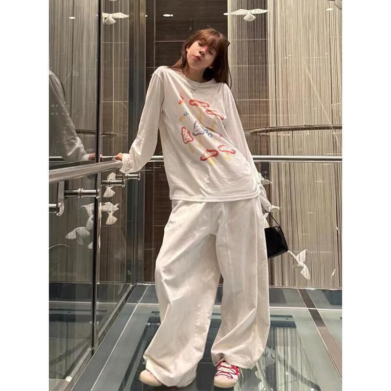 【源头直采】圆领薄款长袖T恤女防晒罩衫外搭小个子宽松休闲上衣 白色【雪花棉】 S