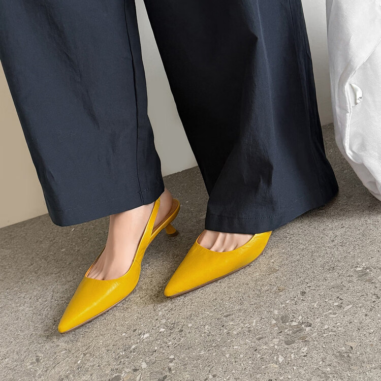 卡迪娜小猫跟凉鞋包头半拖鞋女夏季外穿新款尖头凉拖鞋女小香风平底单鞋 红色 42